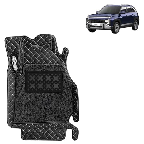Image of KINGSWAY Accessories Premium 7D Car Floor Mats Only Compatible with Hyundai Venue Year 2025 Onwards All Model, Set of 3 Pcs, 100% Waterproof & Washable Luxury 7D Car Foot Mats, Classic Black