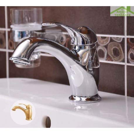 LABE - Grifo mezclador para lavabo (cromado, dorado o latón, con sifón)