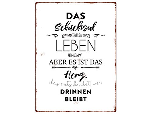 Interluxe Schild aus Metall WANDSCHILD Metallschild DAS SCHICKSAL BESTIMMT WER IN UNSER LEBEN Spruch Liebe Interluxe Schild aus Metall WANDSCHILD Metallschild DAS SCHICKSAL BESTIMMT WER IN UNSER LEBEN Spruch Liebe