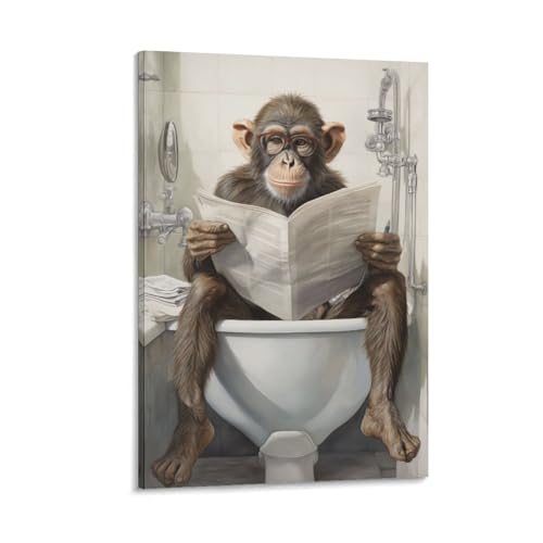 Affiche moderne singe sur les toilettes impression d'art sur toile
