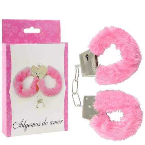 Algemas reguláveis com chaves e pelúcia rosa