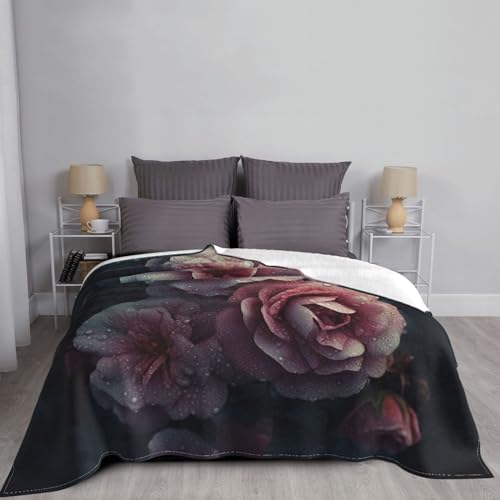 Couverture en flanelle chaude et légère imprimé floral pour lit et canapé