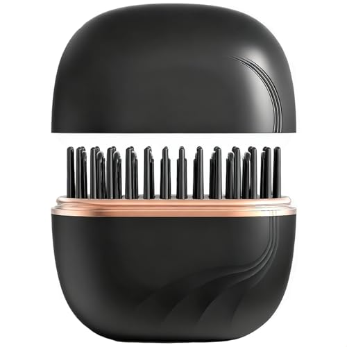 Sevoure Capsule Hair Straightener & Styler, Mini Cordless Hair Straightener Comb Portable Heat Hair Brush for Travel USB Rechargeable Hair Straightener Brush Straight Hair Dual-Use (Black)