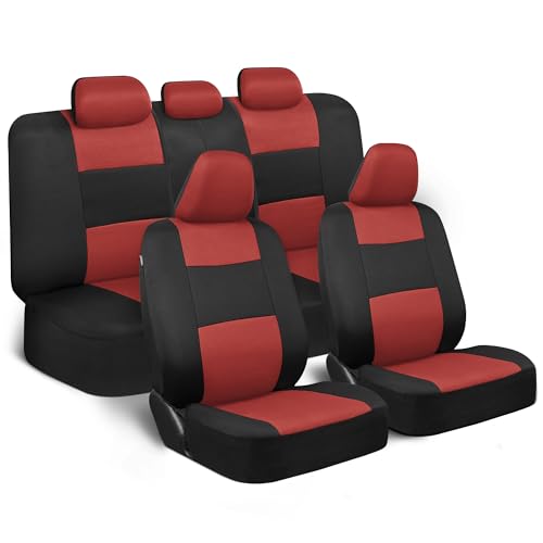 Image of BDK PolyPro Car Seat Covers Full Set in Terracotta on Black, Front and Rear Split Bench Seat Covers for Cars, Easy to Install Car Seats Cover Set and Accessories for Auto Trucks Van SUV - Terracotta