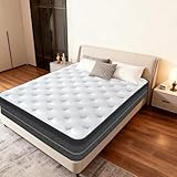 Matelas 140x200, Ép 30 cm, Ressorts Ensachés+Latex Blue+Mousse Mémoire Gel, Certifié Oeko-Tex, 8 Zones de Soutien, Isolation des Mouvements, Anti-Affaisissement, Haute Résilience, Confort Mi-Ferme