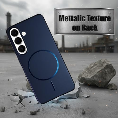 Image of AIBEX Ultra-Thin Mag-Saf Back Cover Case Compatible with Samsung S25| Slim Fit Scratch-Resistant Matte | Magnetic Wireless Charging | Microfibre Lining | Camera Protection (PC Material) - Dark Blue