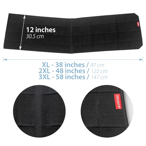 ORTONYX 12\" Wide Abdominal Binder for Men and Women/Postpartum Postoperative Postsurgery Belly Compression Wrap / 524012 Black 3XL Plus Size - Thumbnail 4