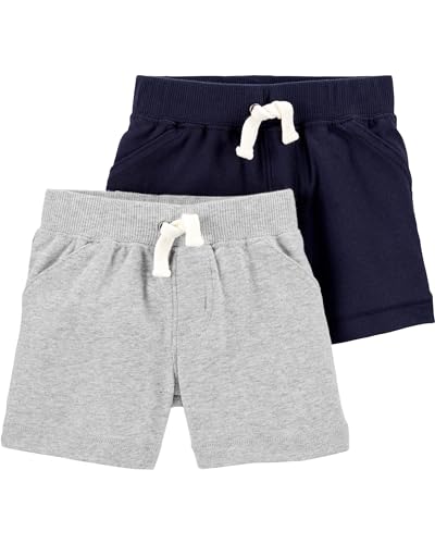 Carter's Pacote com 2 shorts para bebês meninos, Azul-marinho/urze, 6 Meses