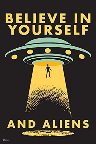 UFO Poster I Want To Believe Science Scifi Outer Space Fiction Alien Abduction Believe In Yourself Funny Room Decor Cool Wall Art Print Poster 16x24 image 4
