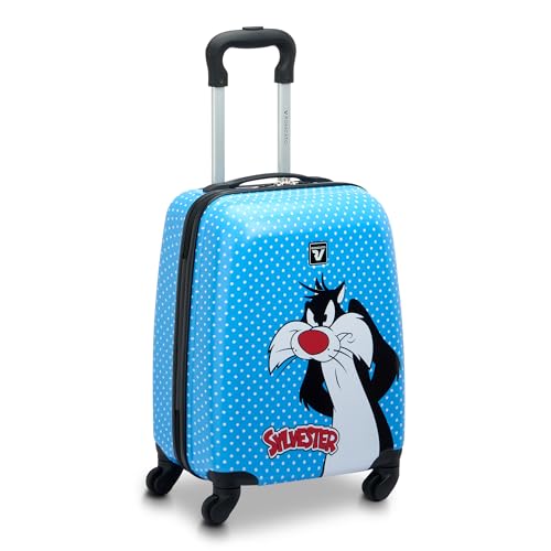 RONCATO Maleta Trolley Looney Tunes Silvestre Azul - Equipaje con ruedas para niños de 2 a 5 años - Dimensiones 44 x 31 x 20