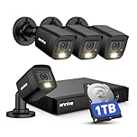 ANNKE 8 Channel 3K Lite H.265+ AI DVR CCTV Camera System with 1TB Hard Drive, 4x 2MP Color Night Vision Security Camera Outdoor, Human/Vehicle Detection, Email Alert with Images, IP67 Waterproof