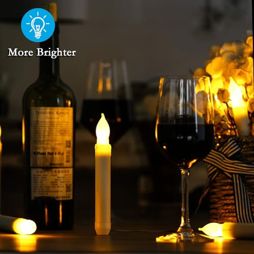 Image of Amagic 12pcs Batteries Operated Taper Candles with Remote, Warm White Flickering Light, Flameless Handheld Candles Floating, Led Hanging Candlesticks for Party Halloween Christmas Church Home