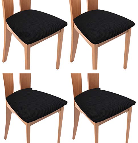 TIANSHU 座面カバー, 4枚 椅子カバー 座面 チェアカバー 選べる 11色 伸縮素材 ストレッチ ふわふわ 家庭 ホテル用 ウェディング 結婚式 ダイニングチェア カバー 可能 洗える