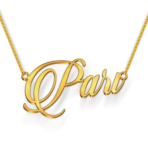 Image of Pari Cursive Gold & Silver Name Pendant Necklace, Best Jewelry Gift for Girls.
