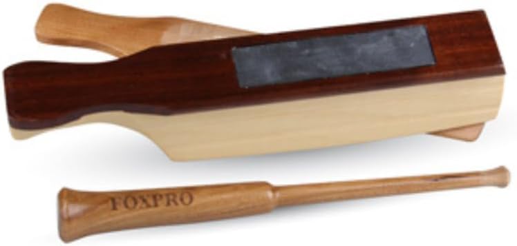 FOXPRO Counter Strike Walnut, Poplar, and Cherry Wood Turkey Box Call with Slate Calling Surface on Bottom and Striker