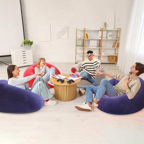 Image of Realspring Inflatable Bean Bag Chairs Outdoor Blow up Camping Chairs Inflatable Lazy Sofa Folding Portable Bean Bag Loungers Couch for Movie Night(Coffee,Blue,Red,12 Pcs)