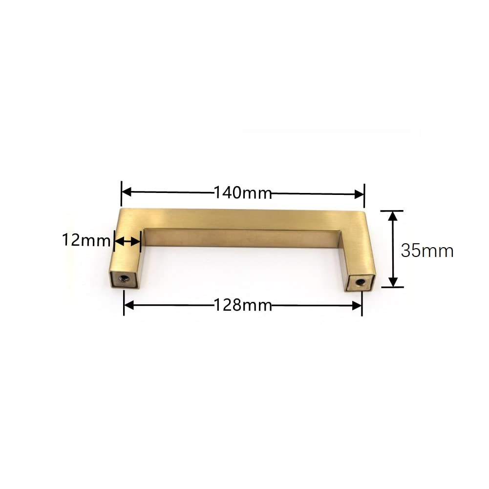 SYDARSYN 2 Pack Cabinet Handles Gold Kitchen Cupboard Handles Stainless Steel Square Drawer Handles 128mm (Screws Included) - Image 2