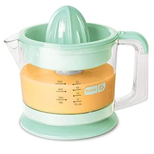 Dash Citrus Juicer Extractor: Compact Juicer for Healthy Juice, Oranges, Lemons, Limes, Grapefruit & other Citrus Fruit with Easy Pour Spout + 20 oz Pitcher – Aqua