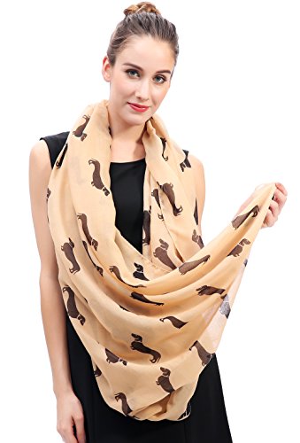 Lina & Lily Dachshund Doxie Dog Print Women's Infinity Scarf Lightweight4