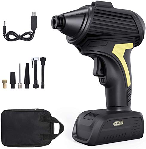 Dr.meter Compresor de Aire Eléctrico Portátil Inflador de Neumáticos Recargable de Iones de Litio de 2000 mAh para Pelotas Incluye manómetro Digital con 150 PSI para Coches,automóvil, Motocicleta