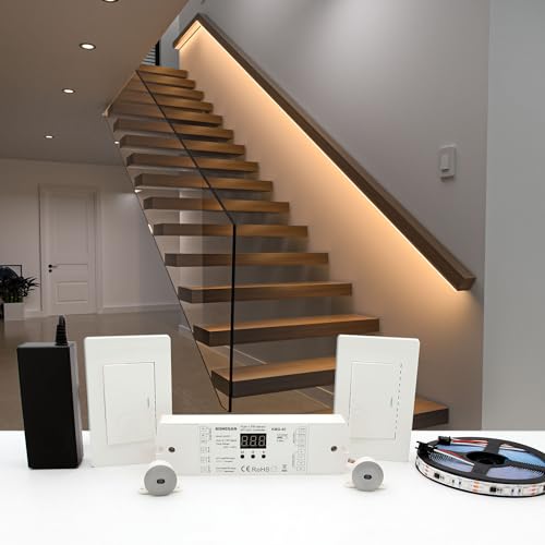 KOMIGAN Motion Sensor with Daylight Sensor LED Stair Light Kit KMG-45, 16.4FT Warm White 3000K...