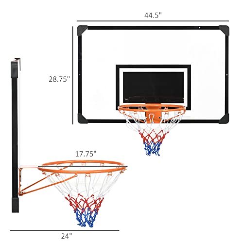 Soozier Wall Mounted Basketball Hoop With 45" X 29" Shatter Proof Backboard, Durable Rim And All-Weather Net For Indoor And Outdoor Use #TOP2