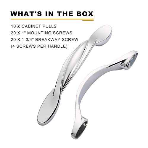 Image of Asidrama 10 Pack 3 Inch(76mm) Polished Chrome Kitchen Cabinet Handles, Cabinet Pulls Kitchen Cabinet Hardware for Cupboard Drawer Pulls
