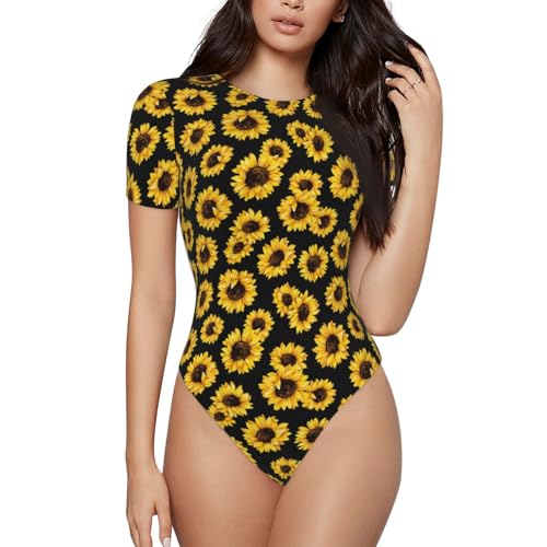 CRAYUKT sunflower painting modern Onesie for Adult Women Crew Neck
