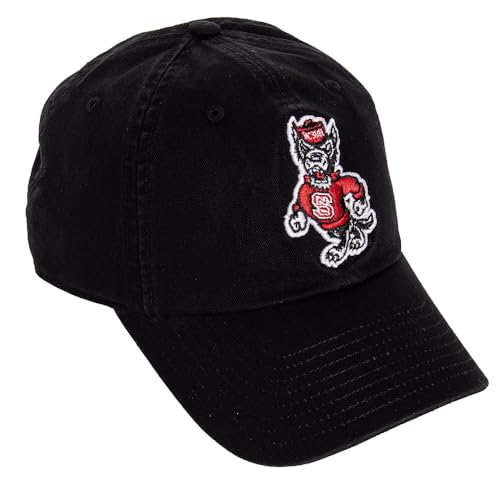Desert Cactus NC State North Carolina State University University Baseball Hat NCSU Wolfpack Brimmed Embroidered Hats Cap Adjustable Cloth Strap Adult (Style H1) Black