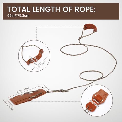 AHOSOUTLY Bow Stringer Tool, 69-Inch Nylon & PU Leather Stringer for Heavy-Duty Recurve Bow and Longbow, Portable Safety Stringing Accessories