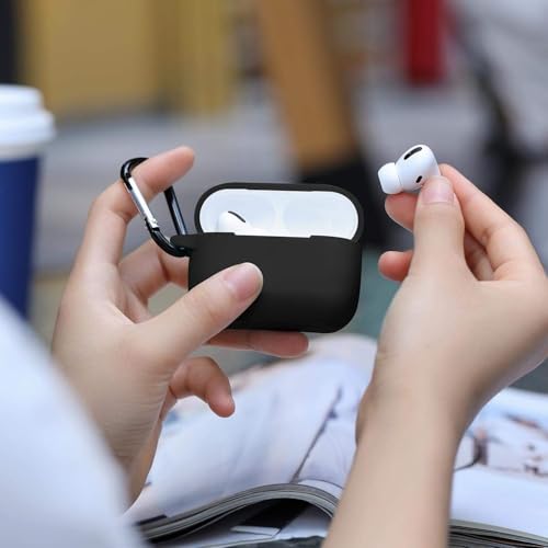 Image of EDNITA Airpods Pro 2 Case Compatible with Airpod 2 Pro & Airpods Pro, Earphone Case Cover Keychain | Shock Ressitant Full Protection LED Visible (Black-1)