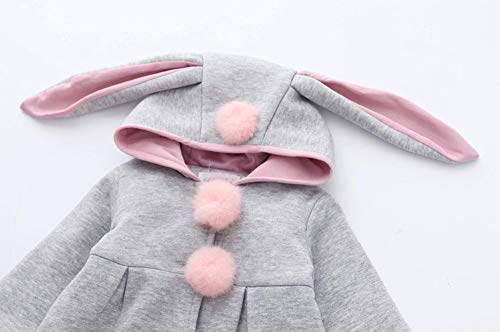 Baby Girl\'s Toddler Kids Fall Winter Coat Jacket Outwear Rabbit Ears Hoodie Sweatshirt Warm Overcoat(Gray, 3-4T) - Thumbnail 5