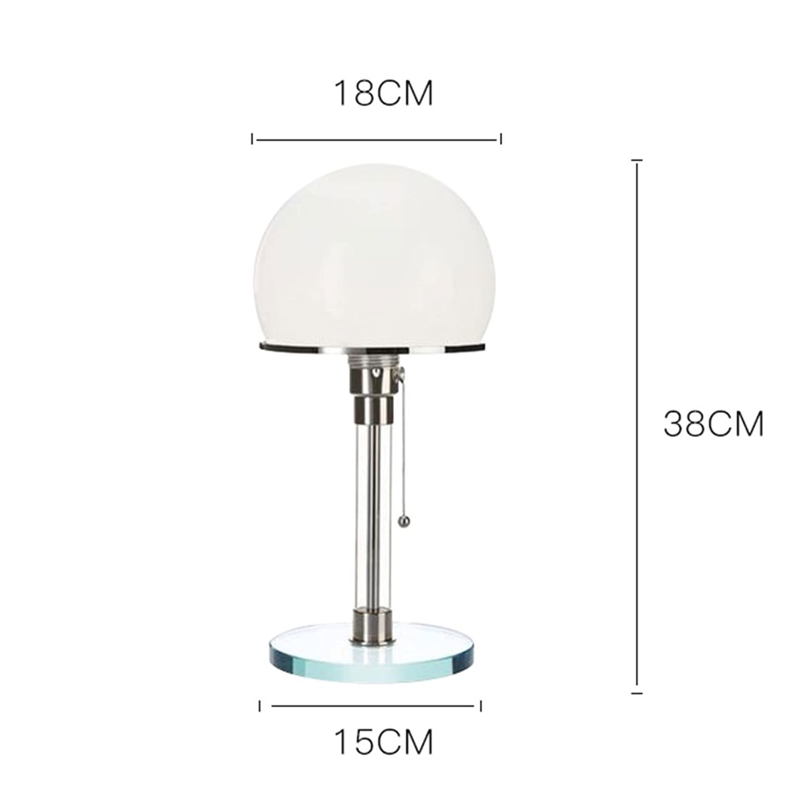 Lámpara de mesa Lámpara de mesa simple de estilo de Bauhaus, mesa de arte moderno Dormitorio Luz de sala de estar Decoración de la habitación Lámparas de noche, Lámpara de cristal blanca, 18 x 38 cm L