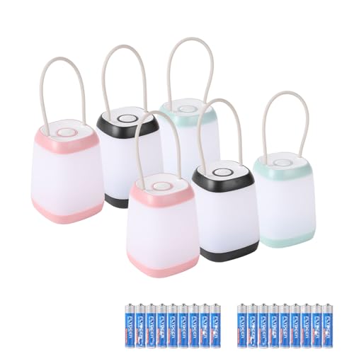 Lampe LED de camping en lot de 6, 3 modes d'éclairage nomades pour tente et intérieur