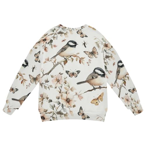 JUNZAN Aesthetic Black-capped Chickadee Birds Kids Girls Sweatshirt Hoodie Fleece Fall Tops Shirts Party 4T2