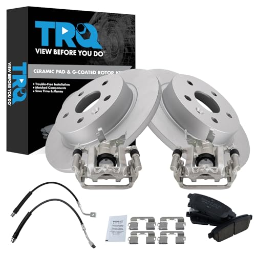 Image of TRQ Rear Brake Pad & Rotor Kit Ceramic Premium G-Coated Compatible with 2014-2017 Buick Encore 2015-2017 Chevrolet Trax