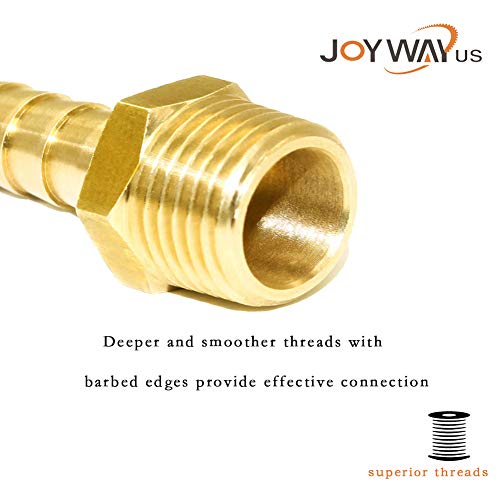 Joywayus Brass Hose Barb Fitting 5/8 Barb x 3/8 NPT Male Water Fuel Air(Pack of 5)