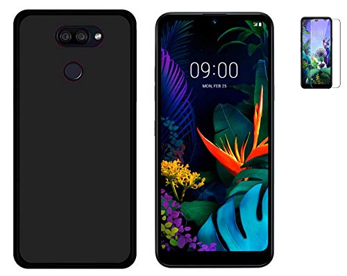 Todobarato24h Funda Compatible con LG K40S (6.1) Pulgadas Negra TPU Lisa Silicona + Protector Cristal Templado