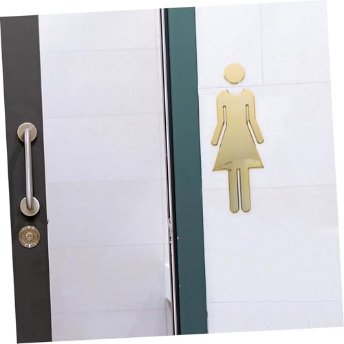 Holibanna 男女用トイレ標識 プレート 対 電気めっき製 耐久性浴室識別サイン 自己粘着式 簡単取付 男女共用バスルーム案内