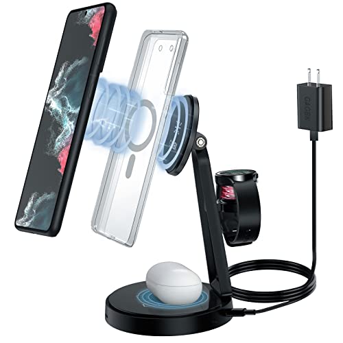 Wireless Charger for Samsung | 3-in-1 Charging Station for Samsung Galaxy S25/S24/S23/S22 & Watch 7/6/5/Buds | MagSafe Charger for iPhone 16/15/14/13/12 | Compatible with Apple AirPods