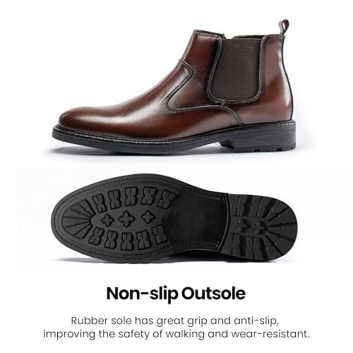 Image of OKKO Mens Chelsea Boots Genuine Leather Dress Boots for Men Classic Stylish Casual Slip On Ankle Boot for Men