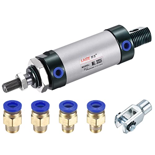 Cilindro neumático doble acción MAL32X25 de 32mm con conector Y y 4 ajustes rápidos 1