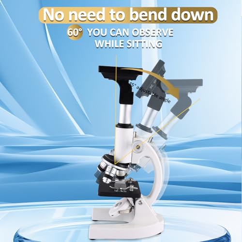 Image of Herwicm Microscope 40X-2500X Magnification, HD Wide Angle Eyepieces, 4-inch High-Pixel Display with LED Fill Light 3, Cell Phone Observable, for Home School Labs (White)