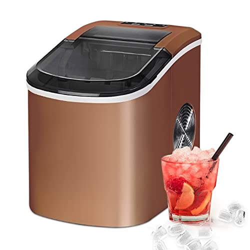 Image of Portable Ice Maker Countertop, Ice Cubes Ready in 7 Mins, Electric Ice Maker Machine with Ice Scoop (Rose Gold)