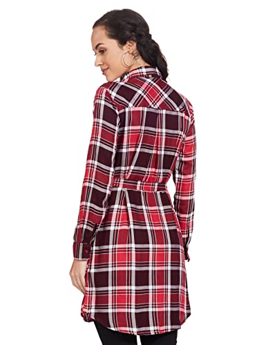 Image of Max Women Checked Tie-Up Waist Shirt Tunic