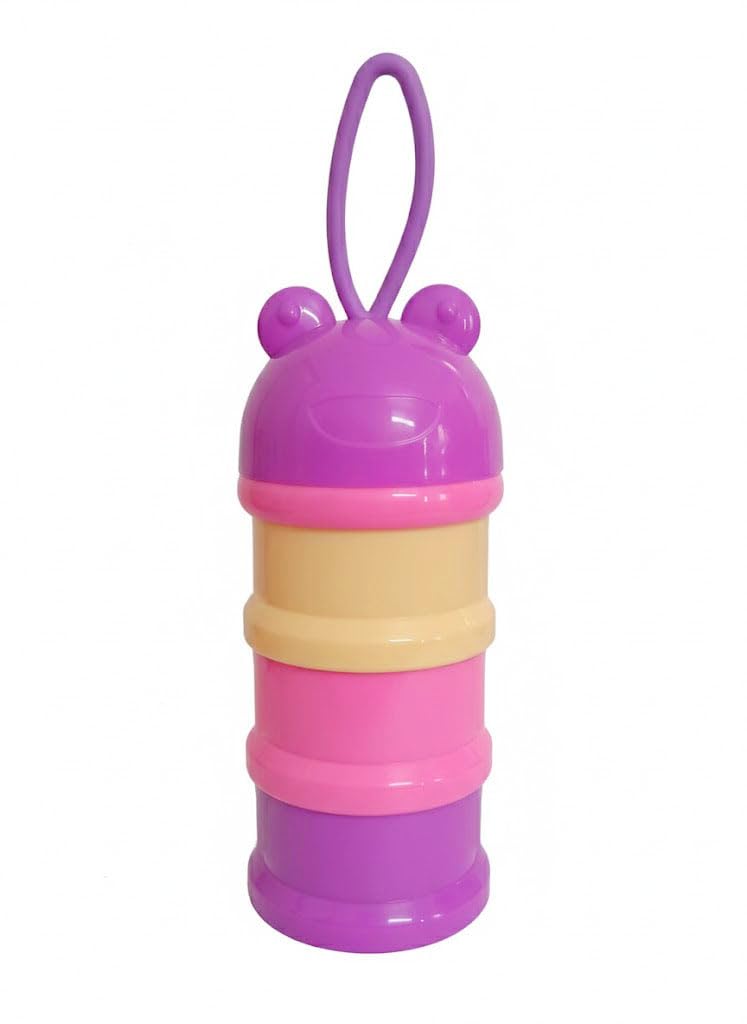 3 Layer Cute Bear Portable Baby Food Milk Powder Storage Box Travel Container (Purple Multicolour)-image-21