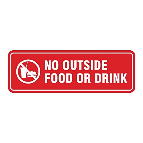 New Office Sign Plastic No Outside Food Or Drink Door/Wall Sign -Red For Men, Women, Unisex 3" X 9" Red #TOP4