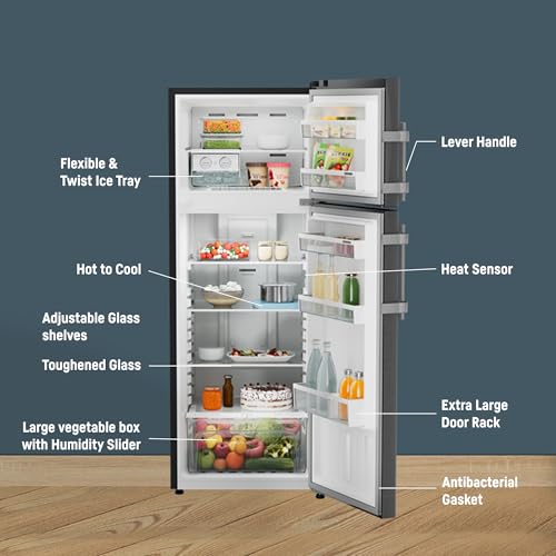 Image of Liebherr 269L 2 Star inverter, Hot to Cool, Lever Handle, Frost Free Double Door Refrigerator, 20 Years Warranty on Compressor, Freezer 51 L, Vegetable Organiser, Black steel (2024 Model)