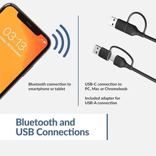 Image of Cyber Acoustics USB & Bluetooth Speaker Bar (CA-2890PRO) USB Powered with Speakerphone for PC and Bluetooth for Connection to Smartphones, Clamps to Monitors up to 2 Inches Thick, 20 Watts
