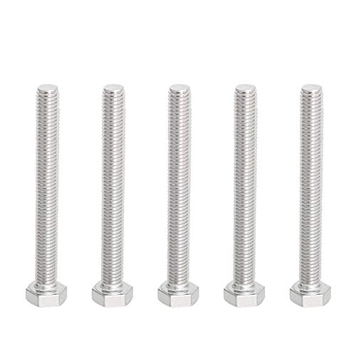 Image of M8 x 80mm Hex Head Bolts Screws Grade 6.8 Stainless Steel, Fasteners Fully Machine Threaded SUS304 5 Pcs